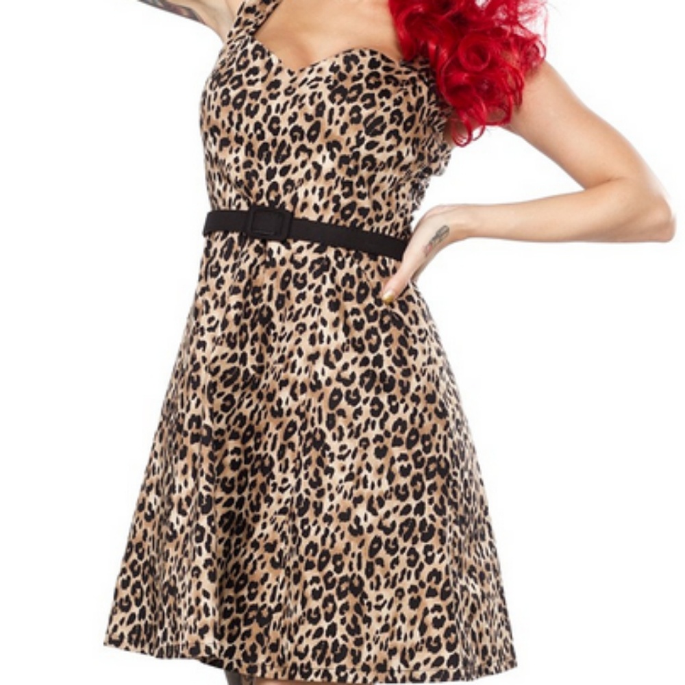 Leopard Print Retro Pin Up Sweetheart Dress XL